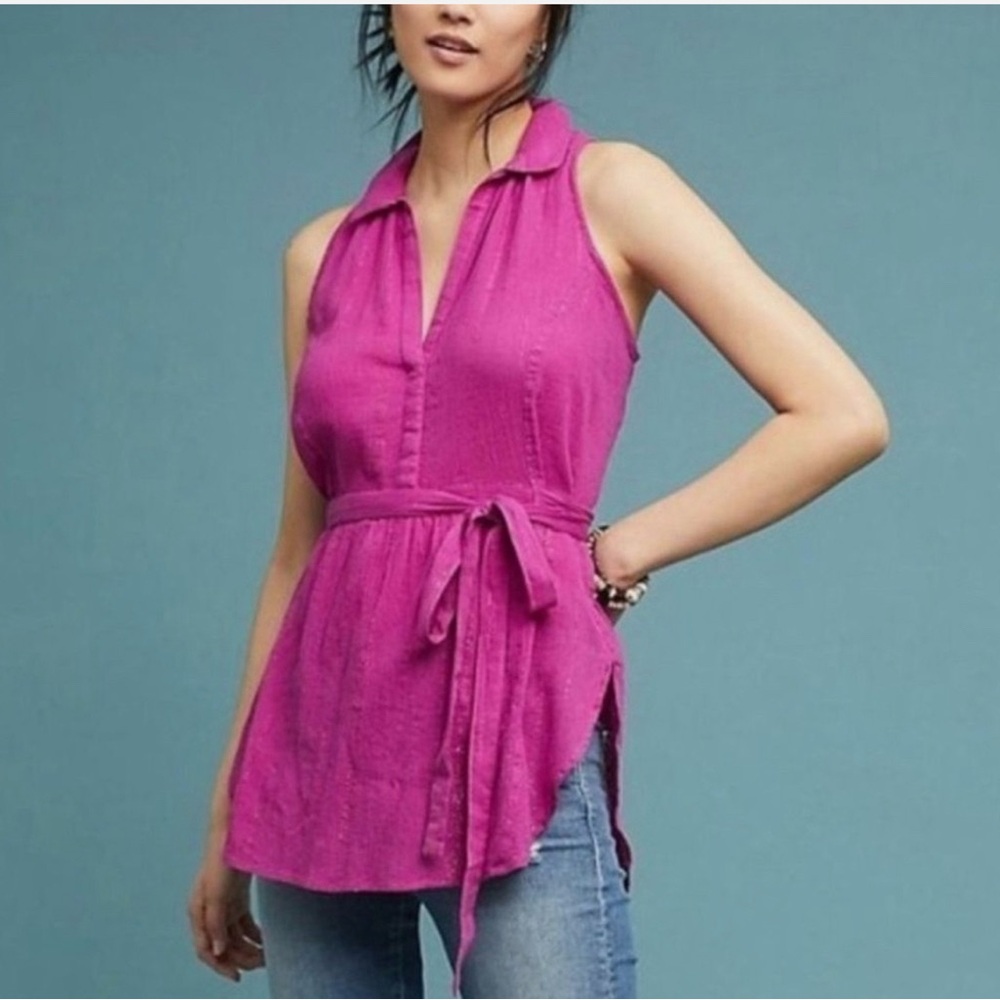 Anthropologie Maeve Batavia Fuchsia Pink Sleeveless Blouse Size Small